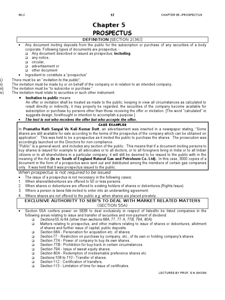 Sample prospectus of a company picture