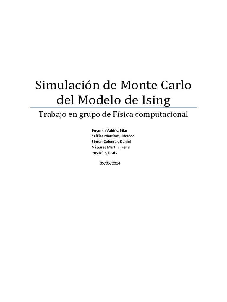 Simulación de Monte Carlo Del Modelo de Ising PDF | Descargar gratis ...