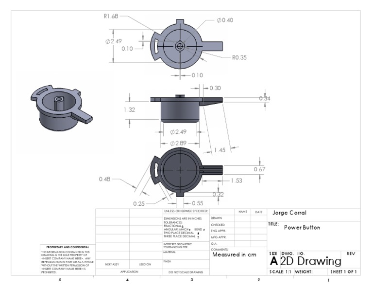 2D Drawing of Power Button | PDF