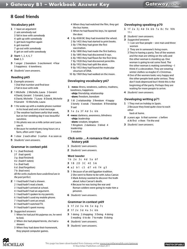 Gateway b1 workbook answers keys 2nd. Gateway b1 workbook answers keys 2nd