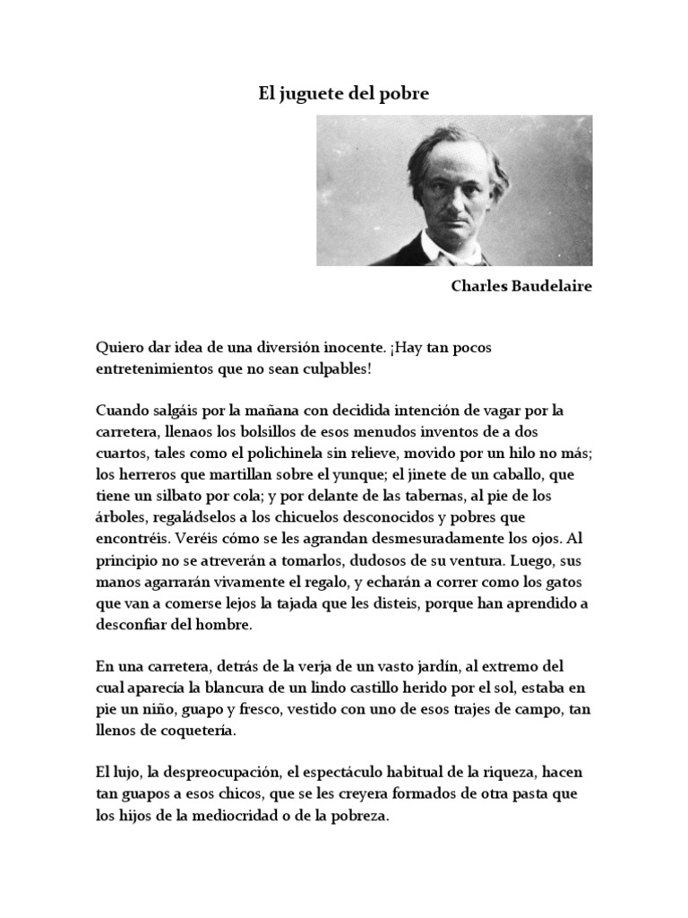 Garganta Palacio Solenoide Baudelaire - El Juguete Del Pobre PDF | PDF