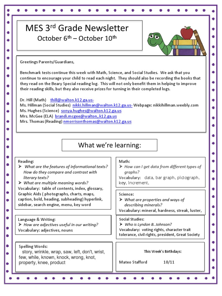 Newsletter Oct 6-10 | PDF | Social Science | Science & Mathematics