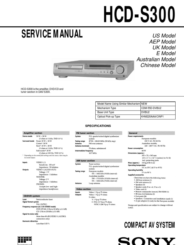 Sony Hcd-s300 | PDF | Menu (Computing) | Random Access Memory