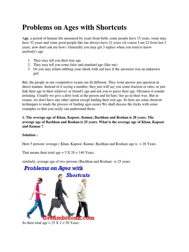 Age Calculation Shortcuts: Ten Examples Explaining Simple Techniques to ...