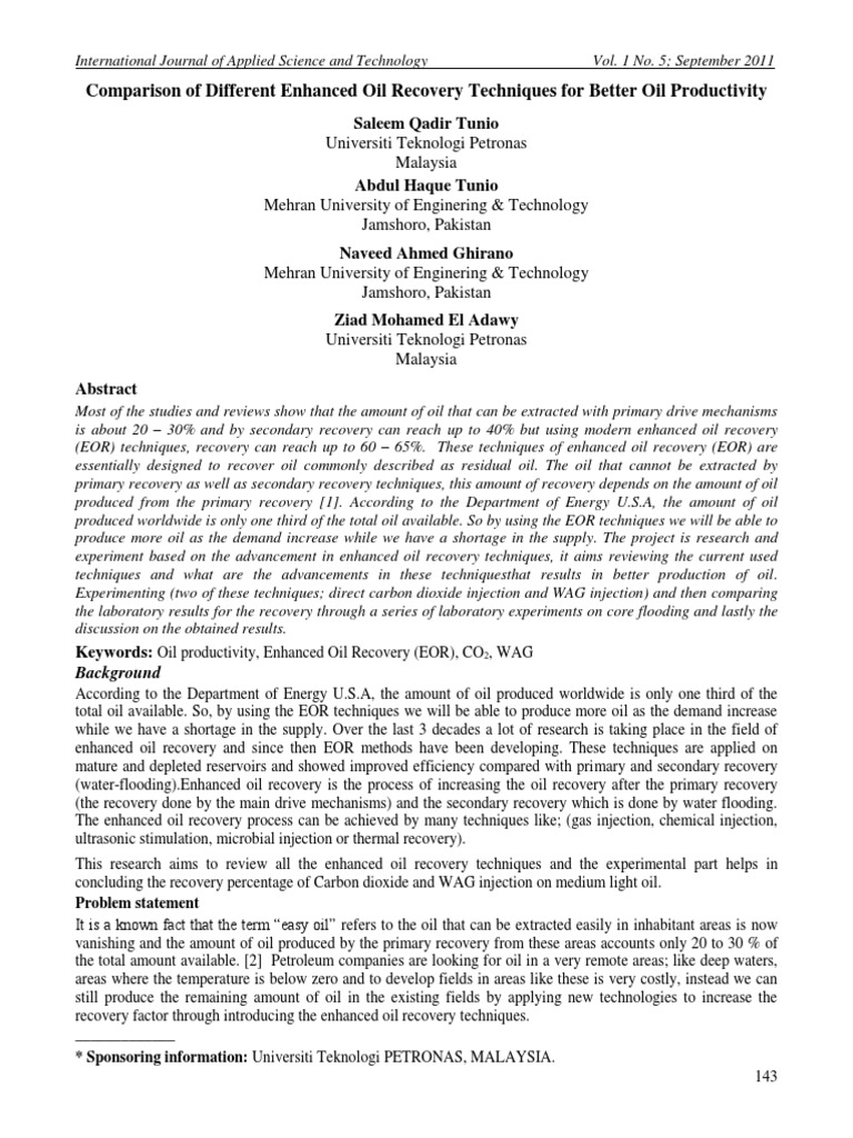Enhanced Oil Recovery | PDF | Enhanced Oil Recovery | Extraction Of ...