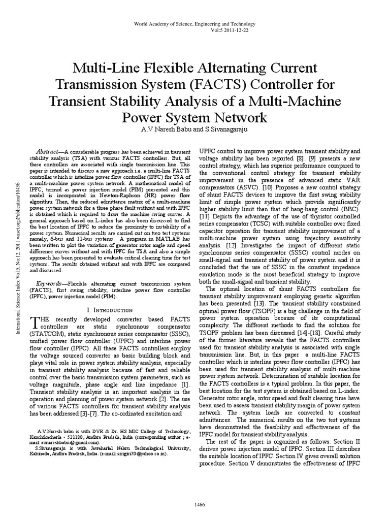 Multi Line Flexible Alternating Current Transmission System FACTS ...