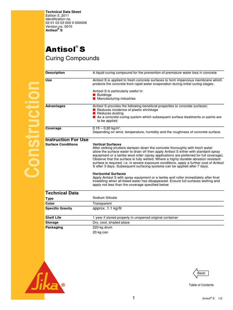 Antisol S: Curing Compounds | PDF