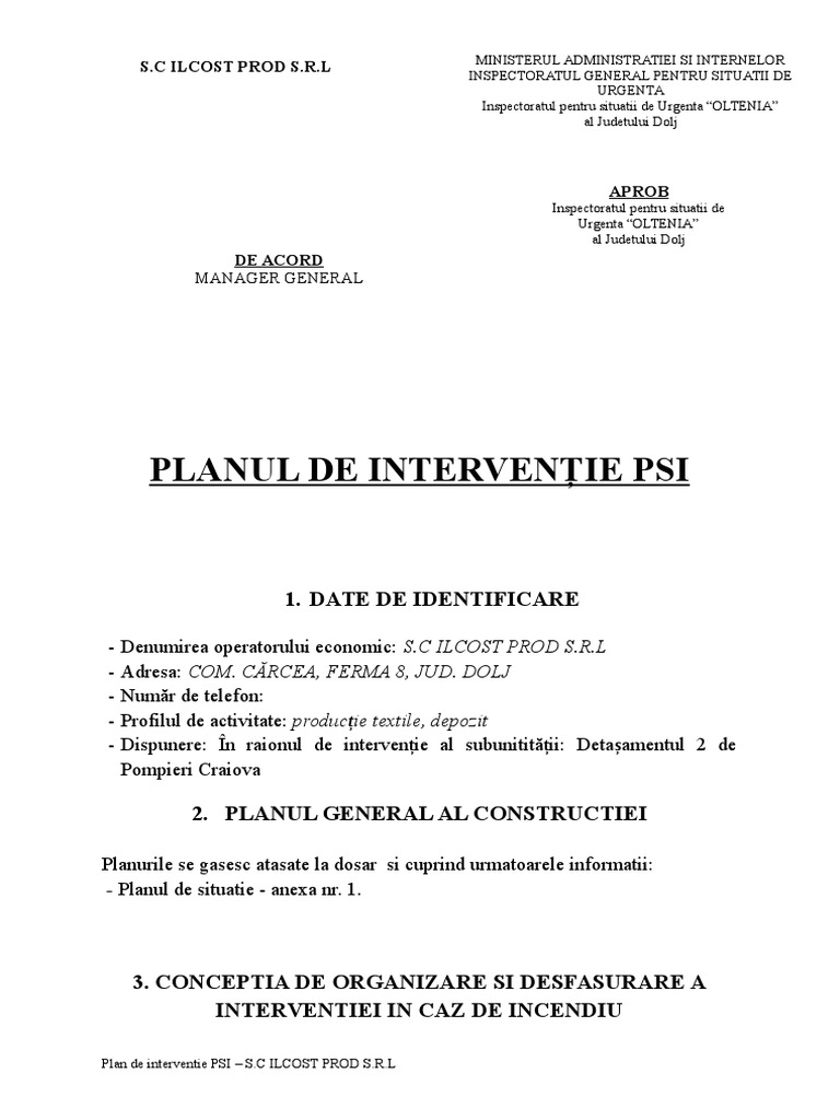 Plan de Interventie PSI, Pas Cu Pas | PDF
