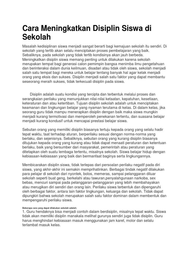 Cara Meningkatkan Disiplin Siswa Di Sekolah Docx