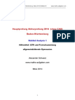 Abiturpruefung Wahlteil 2014 Analysis A1 Mit Loesungen Baden-Wuerttemberg PDF