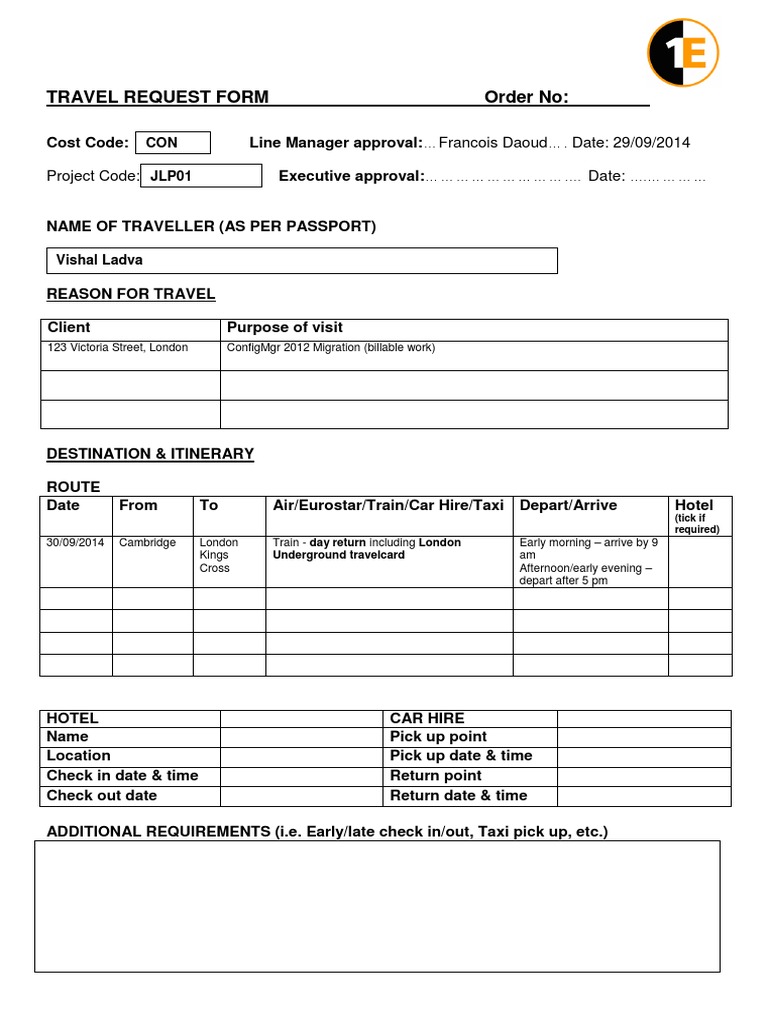 Travel Request Form Template | PDF