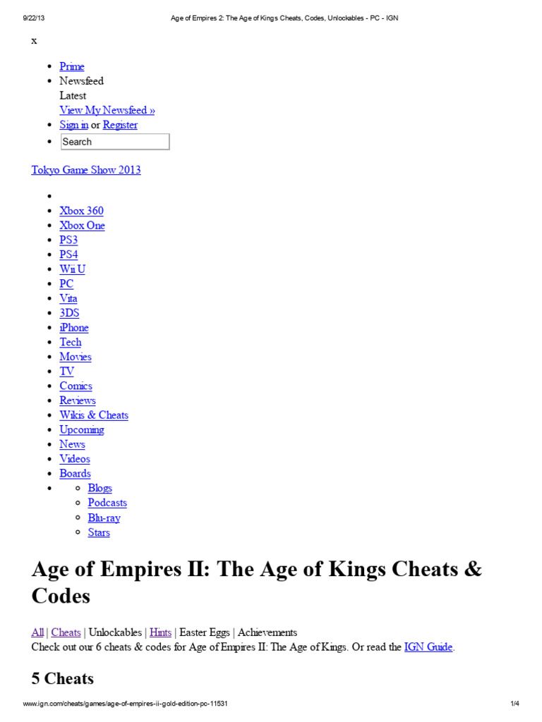 Age of Empires 2 The Age of Kings Cheats, Codes, Unlockables PC