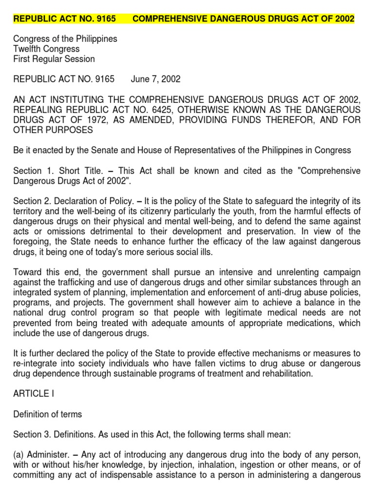 REPUBLIC ACT NO. 9165 COMPREHENSIVE DANGEROUS DRUGS ACT OF 2002.docx