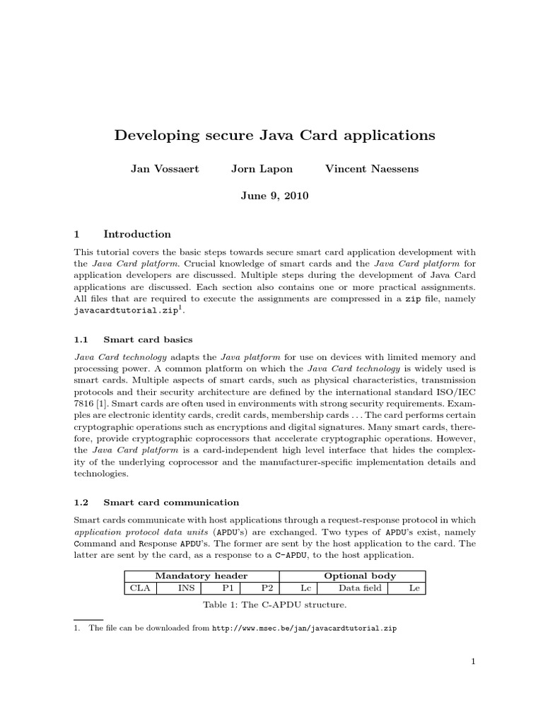 Java Card Application Development Guide | PDF