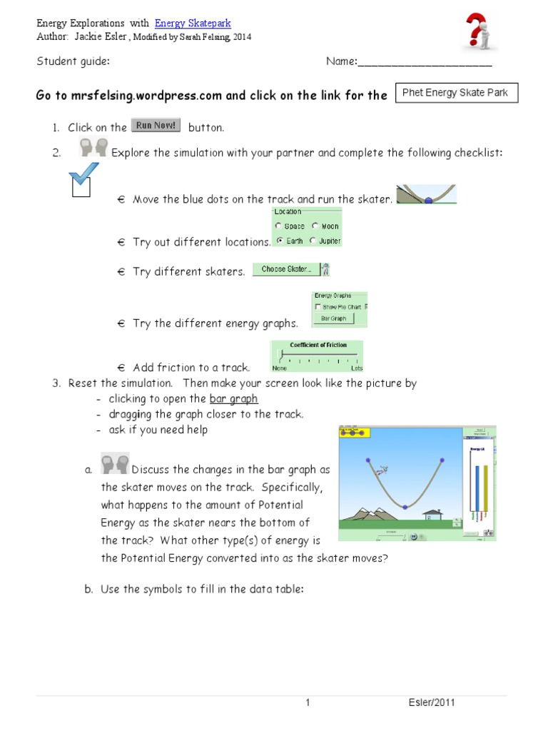 Energy Skatepark Exploration Guide | PDF | Physical Chemistry | Applied ...