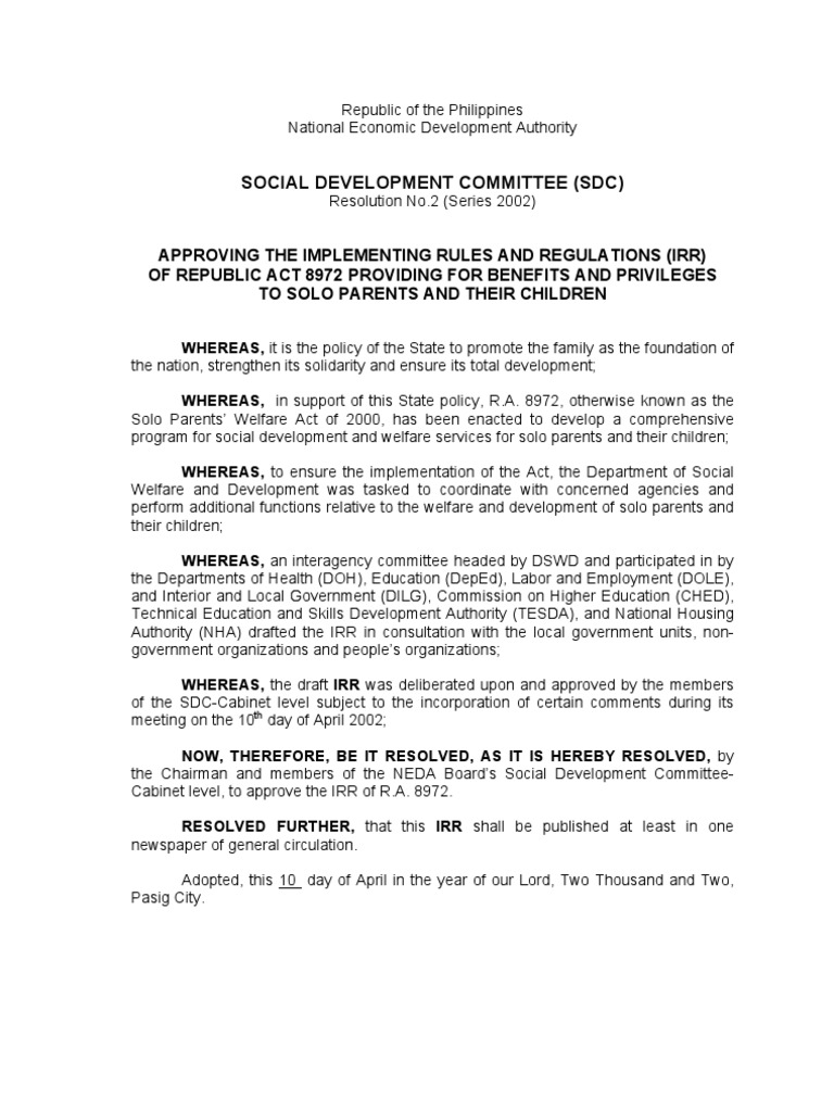 Implementing Rules of RA 8972 | PDF | Welfare | Identity Document