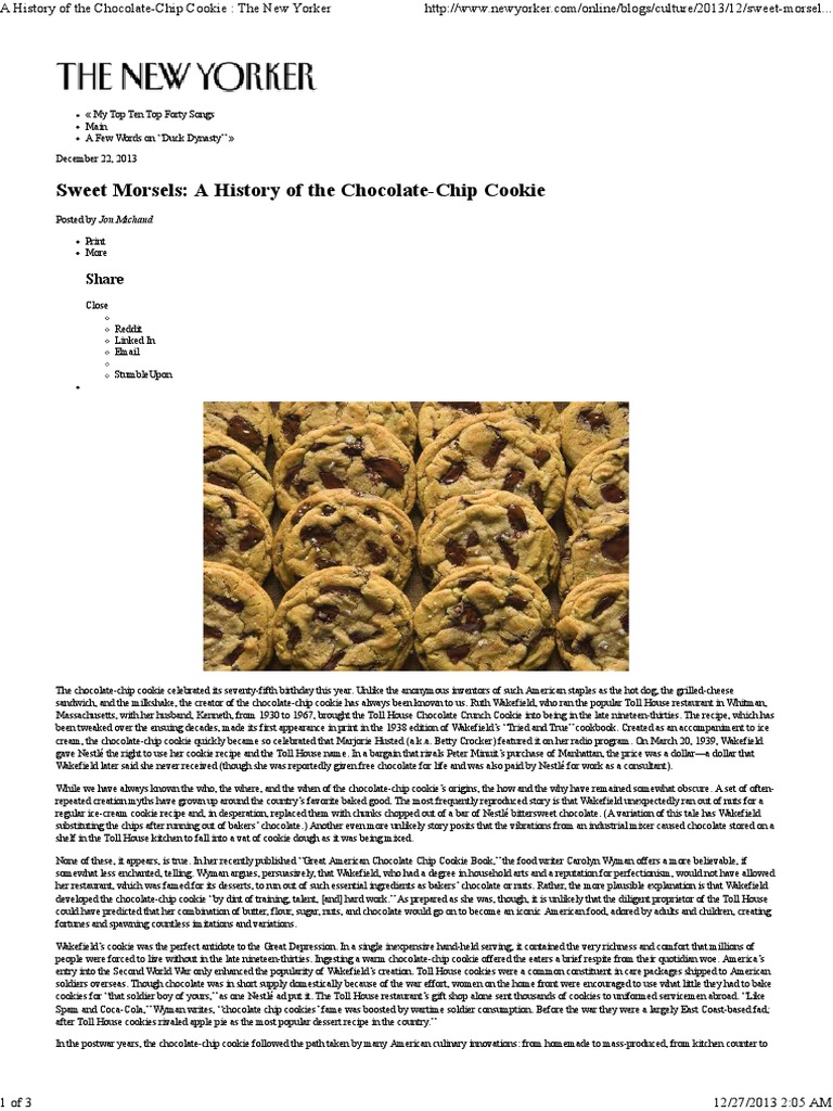 A History of the ChocolateChip Cookie _ The New Yorker.pdf Chocolate