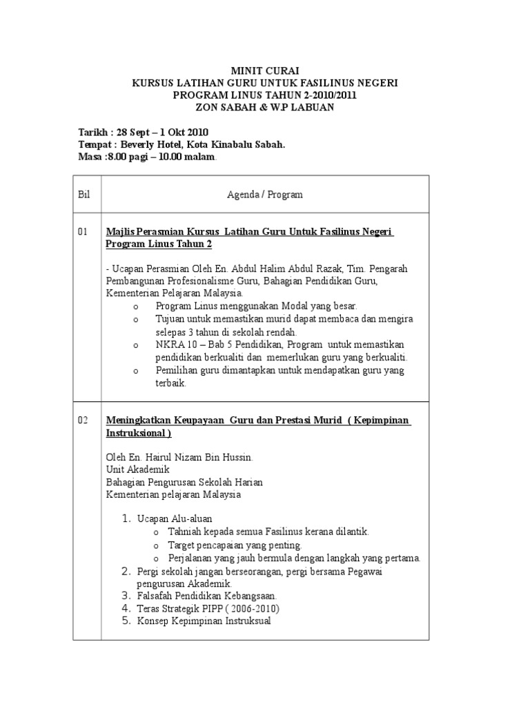 Minit Curai Kursus Pdf