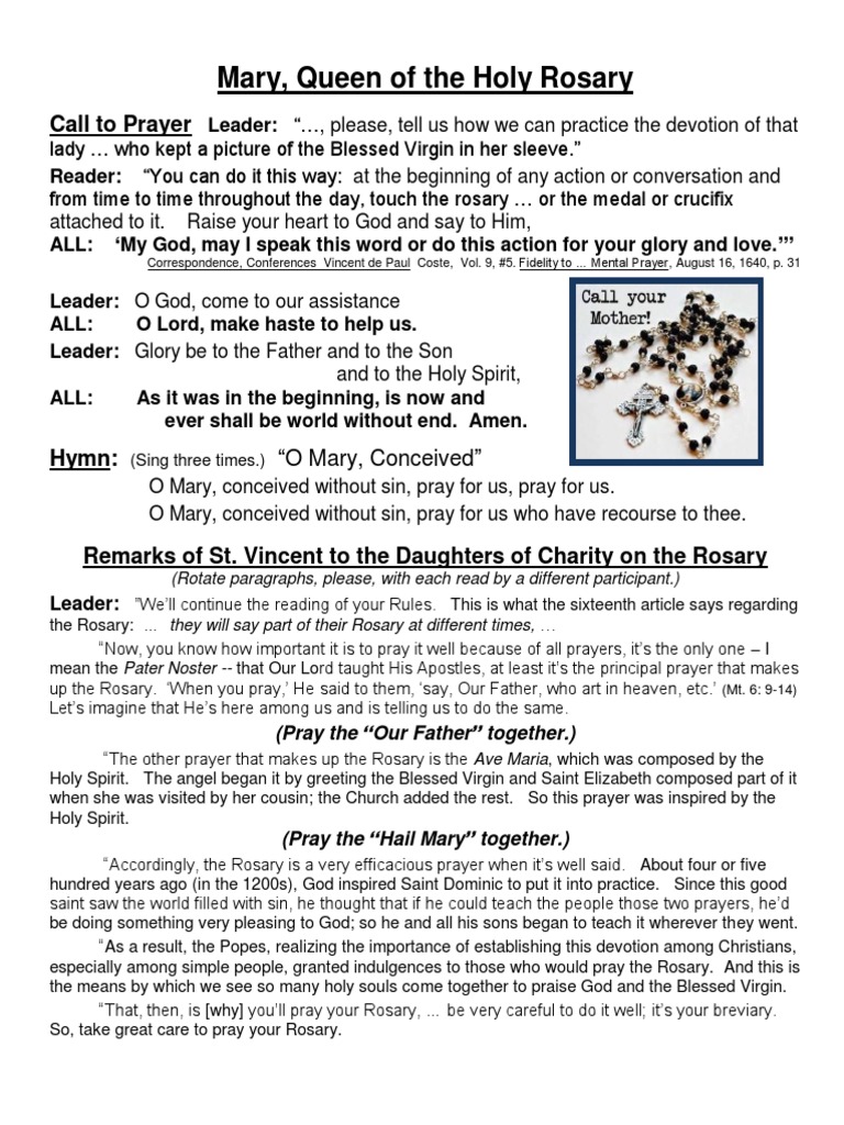 Devotion to Mary and the Rosary Guide | PDF | Rosary | Mary, Mother Of ...