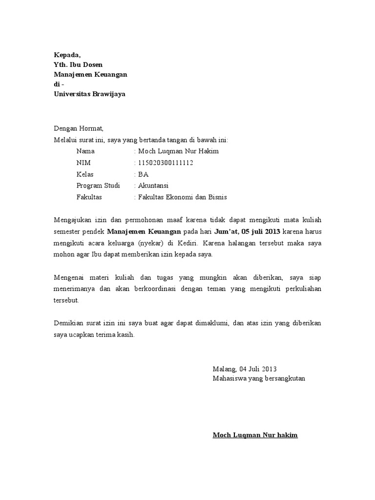 Download 66+ Contoh Surat Izin Sekolah Acara Keluarga Gratis