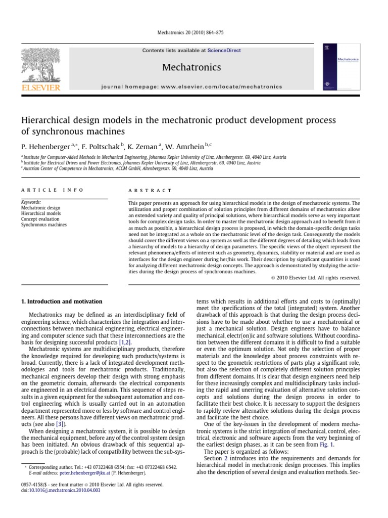 Hierarchical Models in Mechatronic Design | PDF | Power Electronics ...