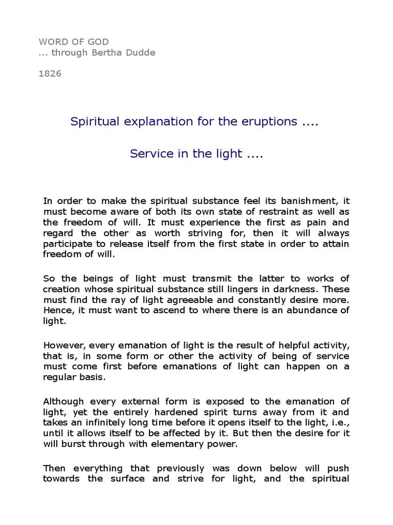 1826 Spiritual Explanation For The Eruptions .... Service in The Light ...