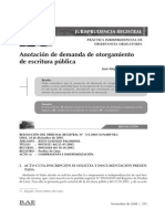 Anotación demanda otorgamiento escritura pública