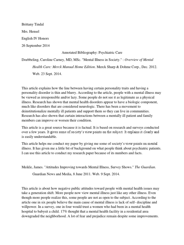 Annotated bibliography health care picture