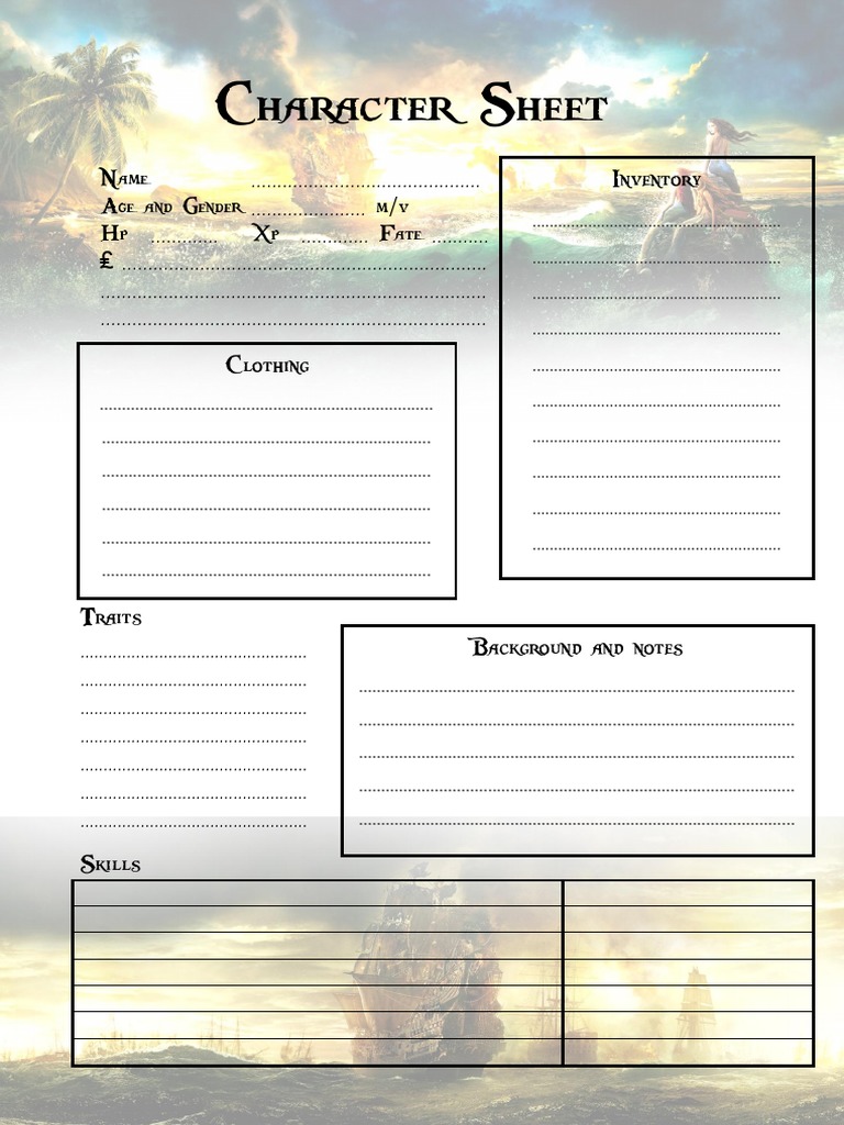 RPG Character Sheet Template | PDF