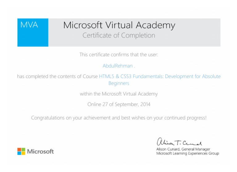 HTML5 & CSS3 Course Completion Certificate | PDF