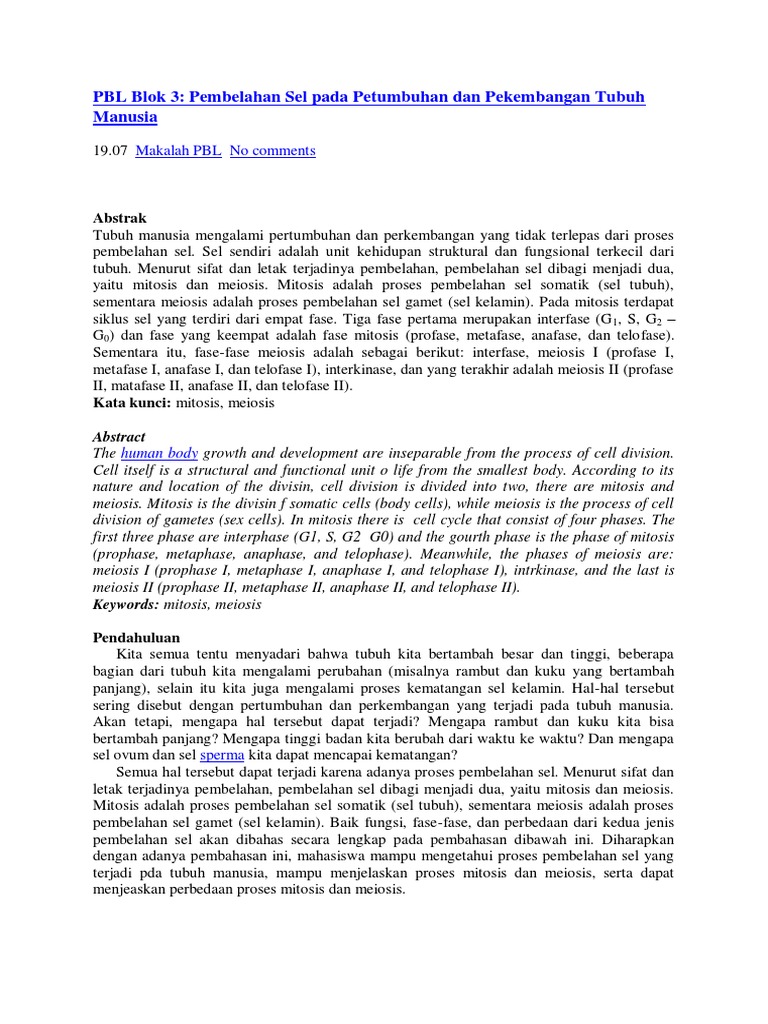 Jurnal Pembelahan Sel