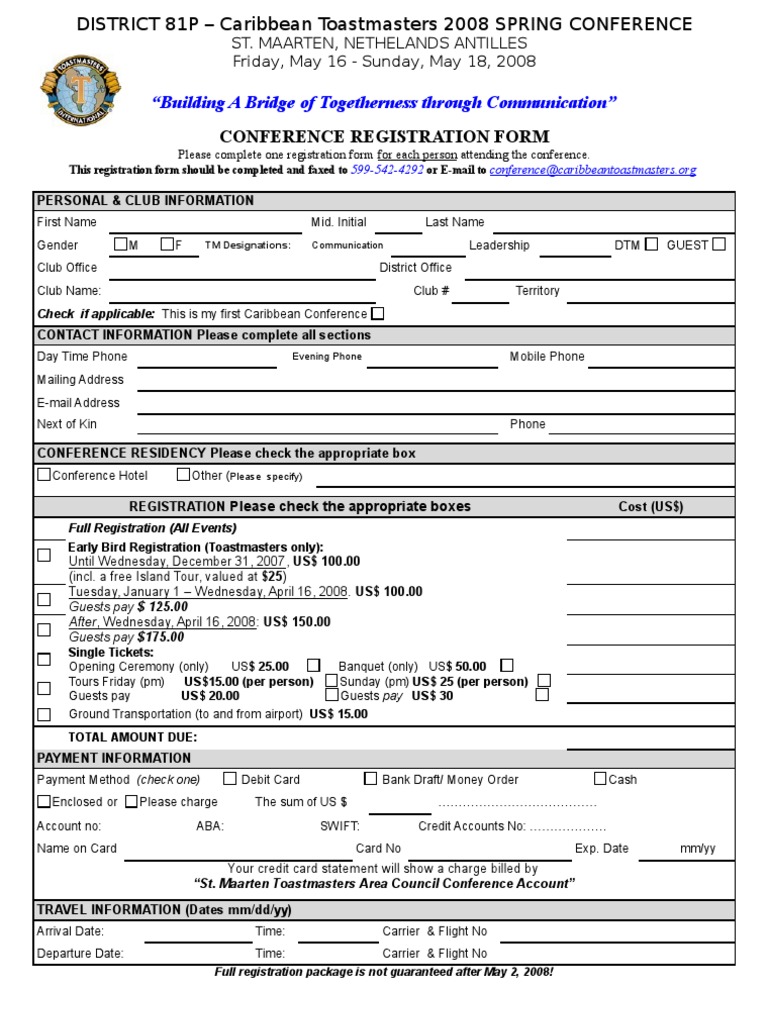 Conference Registration (Rev 01-2008) | PDF | Credit Card | United ...