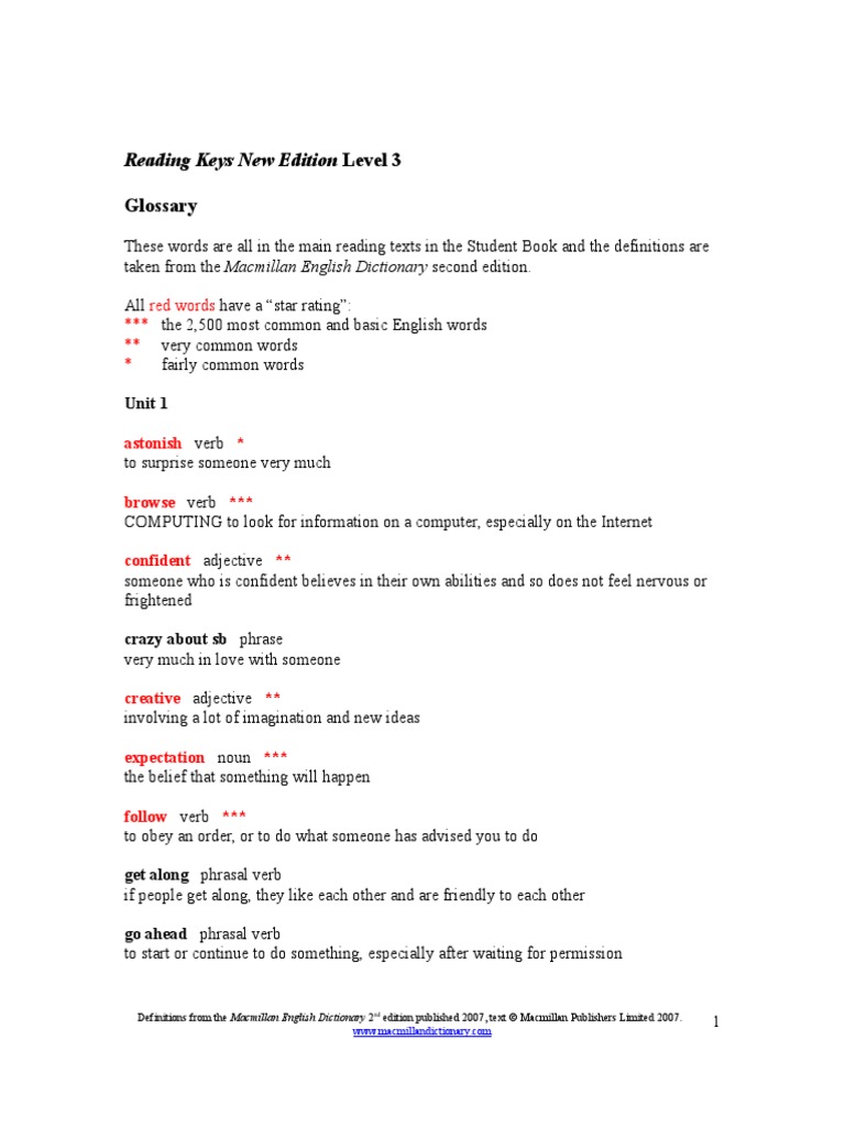 Vocabulary Glossary for Students | PDF | English Language | Advertising