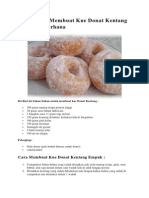 Resep Cara Membuat Kue Donat Kentang Empuk Sederhana