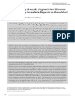 Study On Validity of A Rapid Diagnostic Test Kit Versus Light Microscopy For Malaria Diagnosis in Ahmedabad City, India