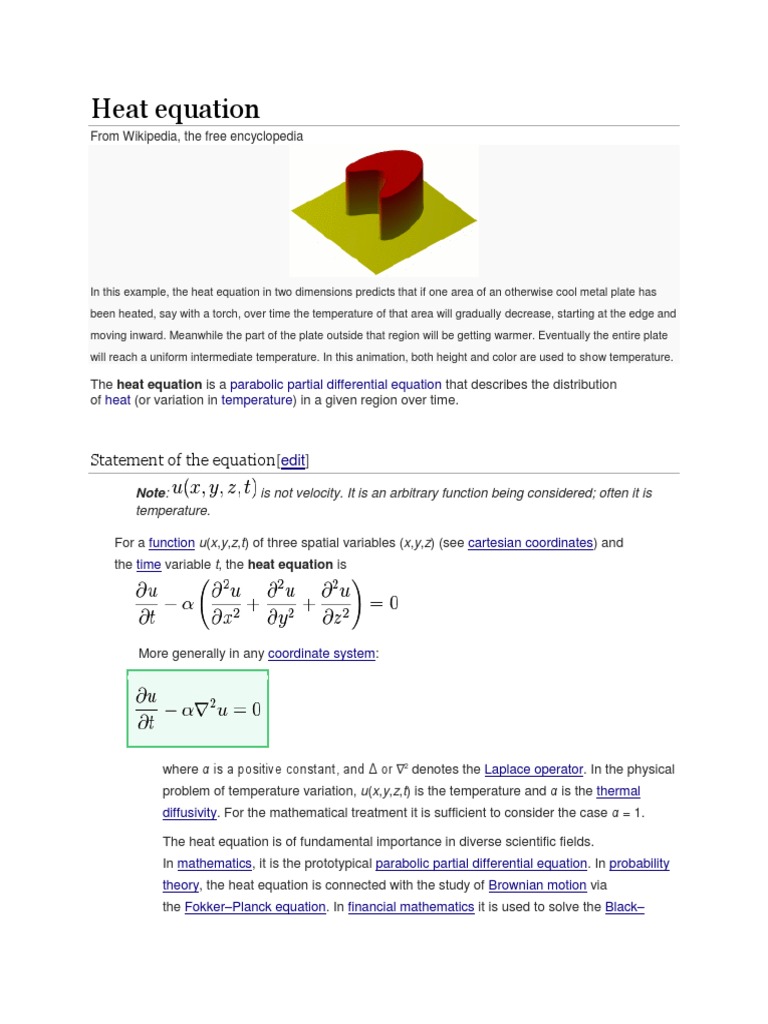 Heat Equation: Statement of The Equation | PDF | Wave Equation | Logic Gate