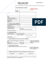 Rma Claim Form: (Applicable For PIB Only)
