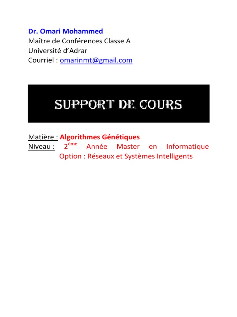 Genetic Algorithms Course Guide | PDF | Genetic Algorithm ...