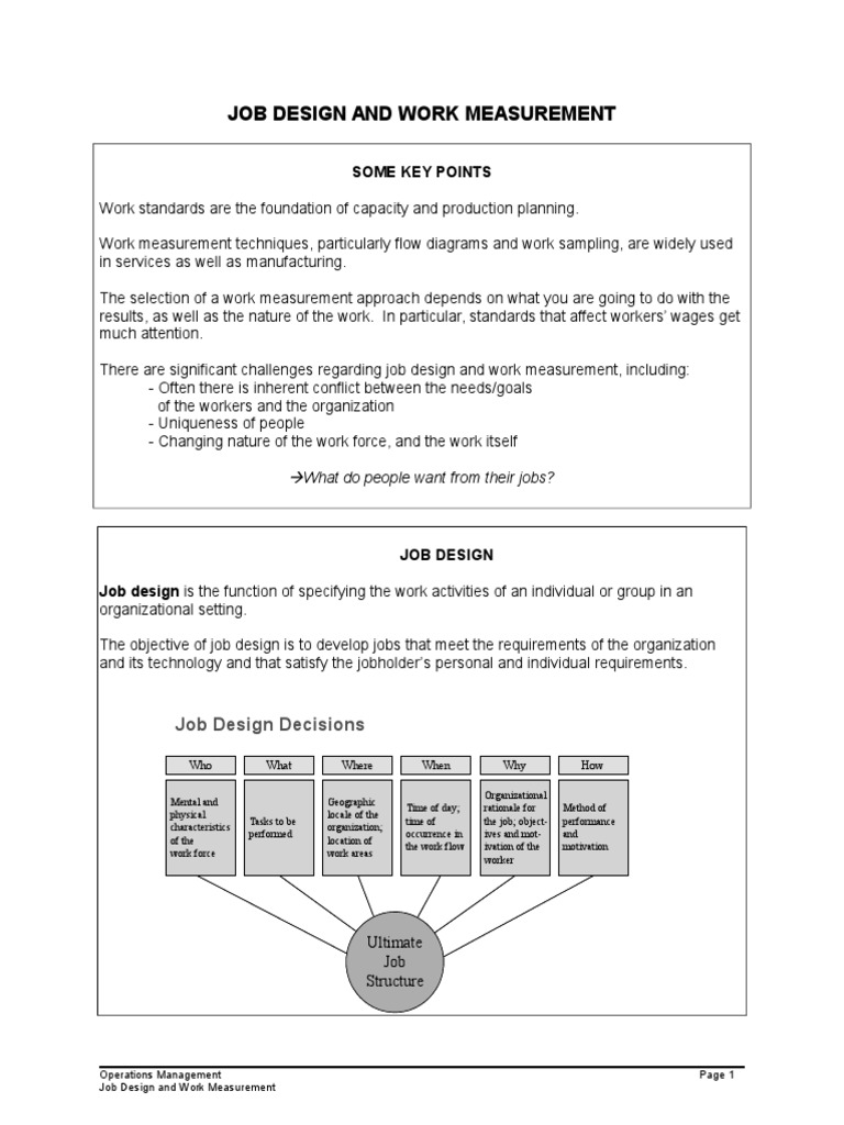 HO 4T Job Design Work Measurement | PDF | Profit (Accounting) | Employment