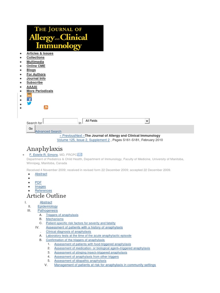 Anaphylaxis: Article Outline | PDF | Allergy | Allergen