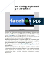 Facebook Closes Whatsapp Acquisition at New Price Tag of Usd 22 Billion