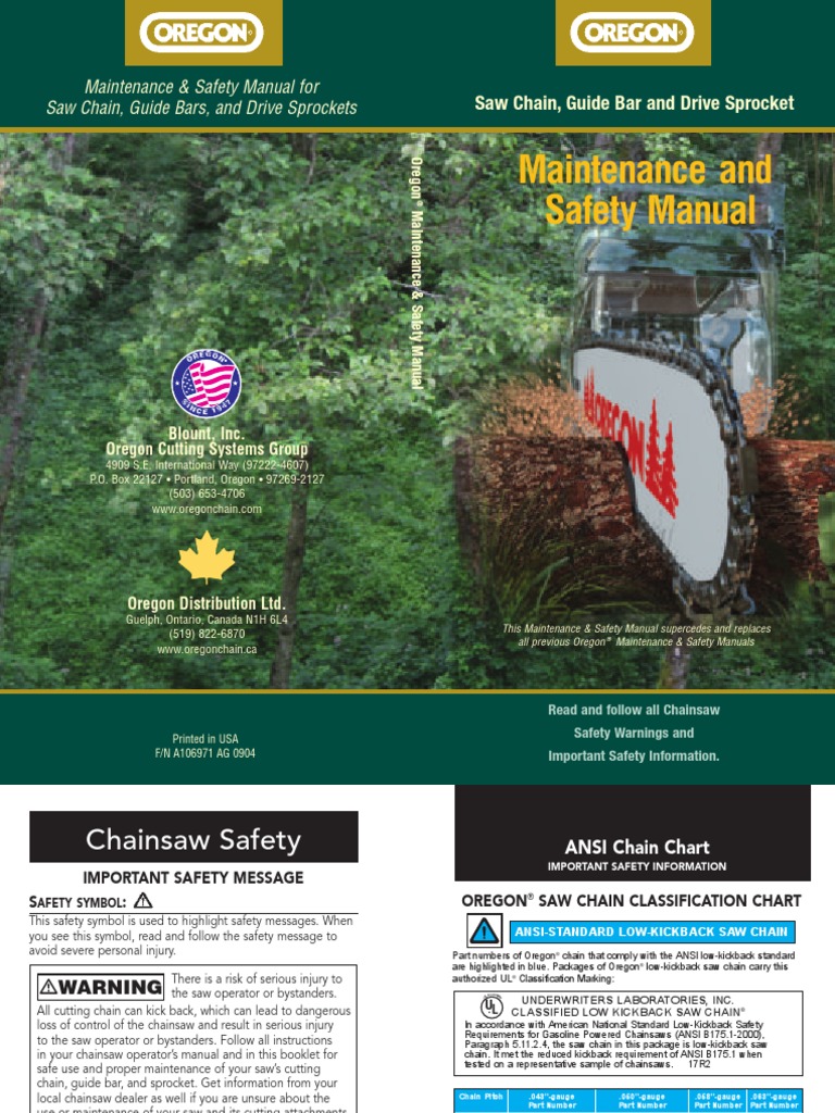 Maintenance & Safety Manual For Saw Chain, Guide Bars, and Drive ...