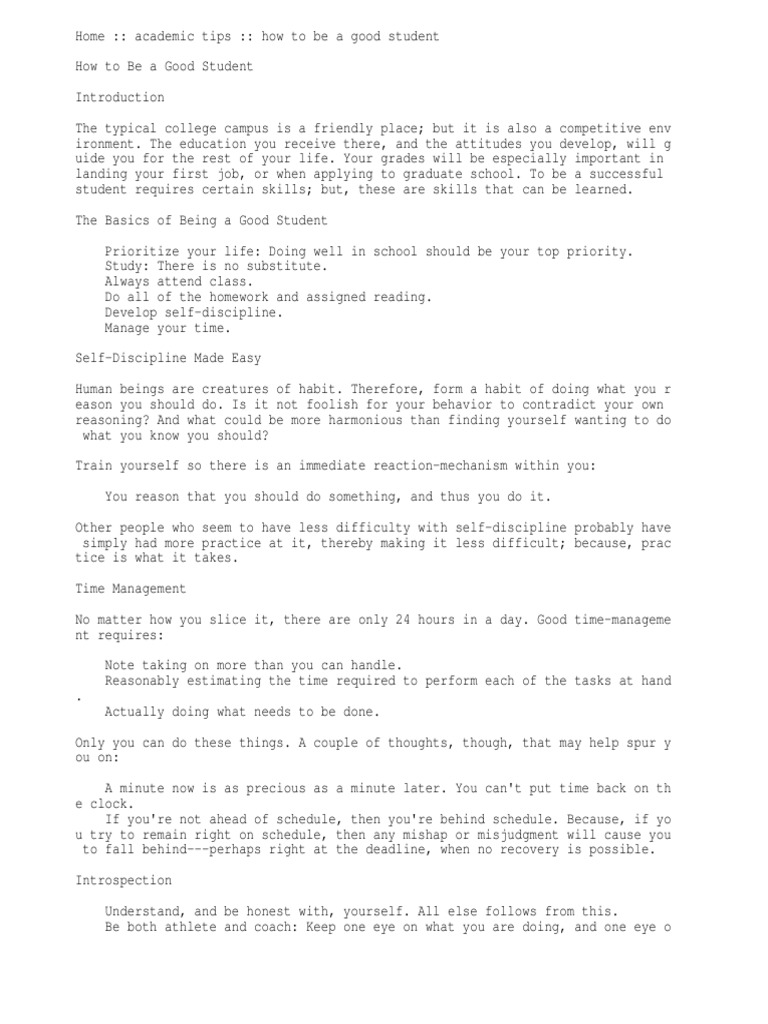 How To Be A Good Student | PDF