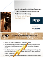 Application of ASME Performance Test Codes To Geothermal Plant Performance Testing