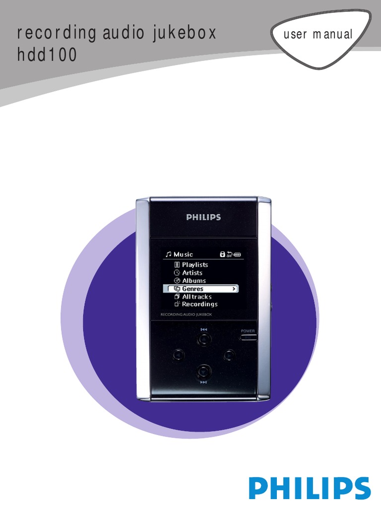 Philips Recording Audio Jukebox Hdd100 PDF Battery Charger