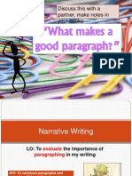 Lesson 3 Year 9 Narrative - Paragraphs