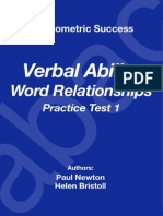 Psychometric Success Verbal Ability - Word Relationship Practice Test 1 PDF