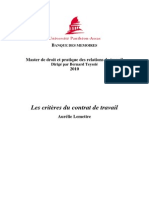 Les Critères Du Contrat de Travail PDF