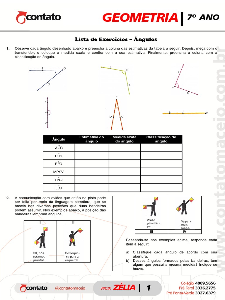 Angulos Complementares E Suplementares Exercicios Resolvidos 7 Ano
