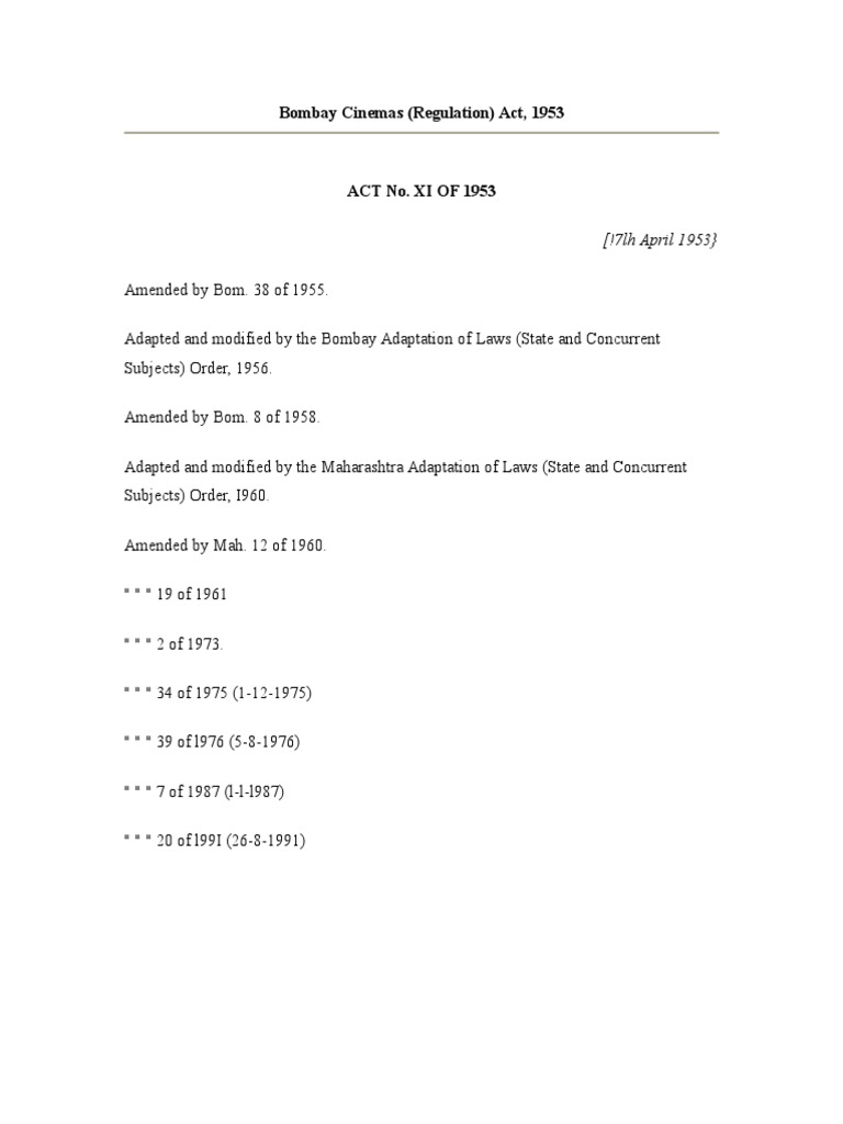 Bombay Cinemas (Regulation) Act, 1953 PDF Statutory Interpretation